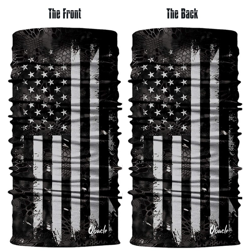 Obacle Motorcycle Face Mask Sun UV Dust Wind Protection Tube Mask Seamless Bandana Face Mask for Men Women Bike Riding Cycling Biker Fishing Outdoor Festival (US Flag Black Gray) - Image 3